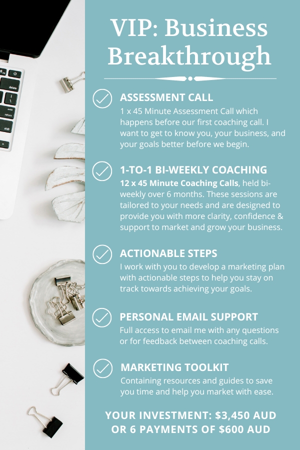 Business Breakthrough VIP marketing coaching program pricing